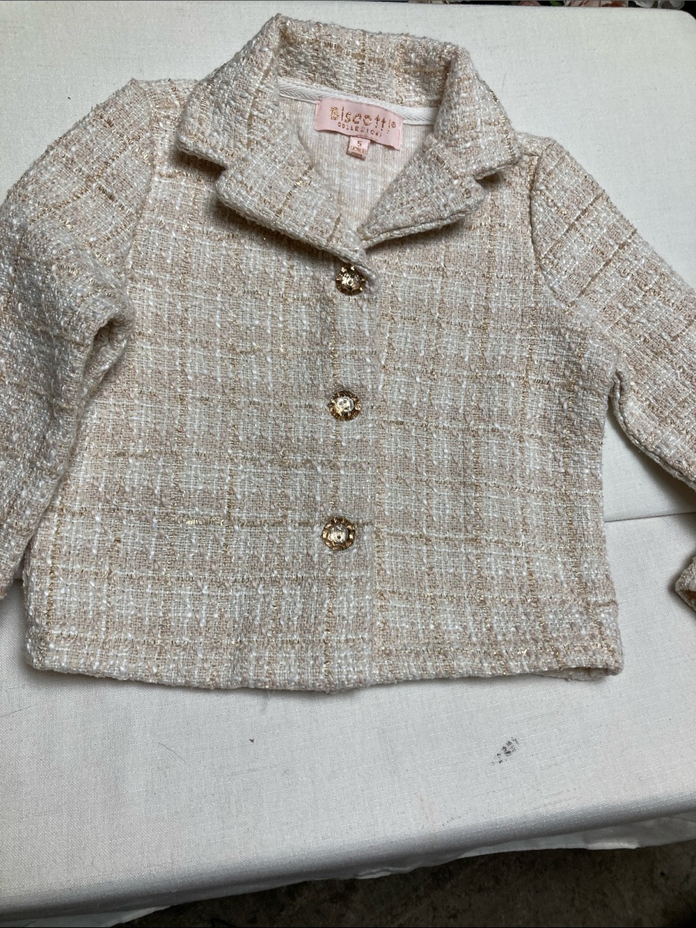 Biscotti Ivory and Gold Tweed Girls' Jacket